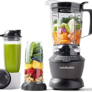 Nutribullet 1200W Combo Blender, USA #1 Mixer, Grinder, Smoothie Maker, Food Processor, "The Original Nutribullet", 3 Unbreakable Jars, 1.8L Extra Large Pitcher & Tamper, 2yrs warranty (Dark Grey)