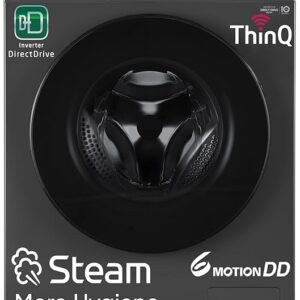 LG 8 Kg, 5 Star, Wi-Fi, Direct Drive Technology, Steam Wash, 6 Motion DD, Fully-Automatic Front Load Washing Machine (FHB1208Z4M, Allergy Care, In-Built Heater, Touch Panel, Middle Black)