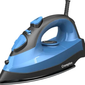 Crompton Fabrimagic Neo 1200 W Steam Iron with 180 ml water tank, Upto 15g /min Steam Output with Vertical Steaming and Non-Stick Soleplate (Blue), 6 Fabric Settings.